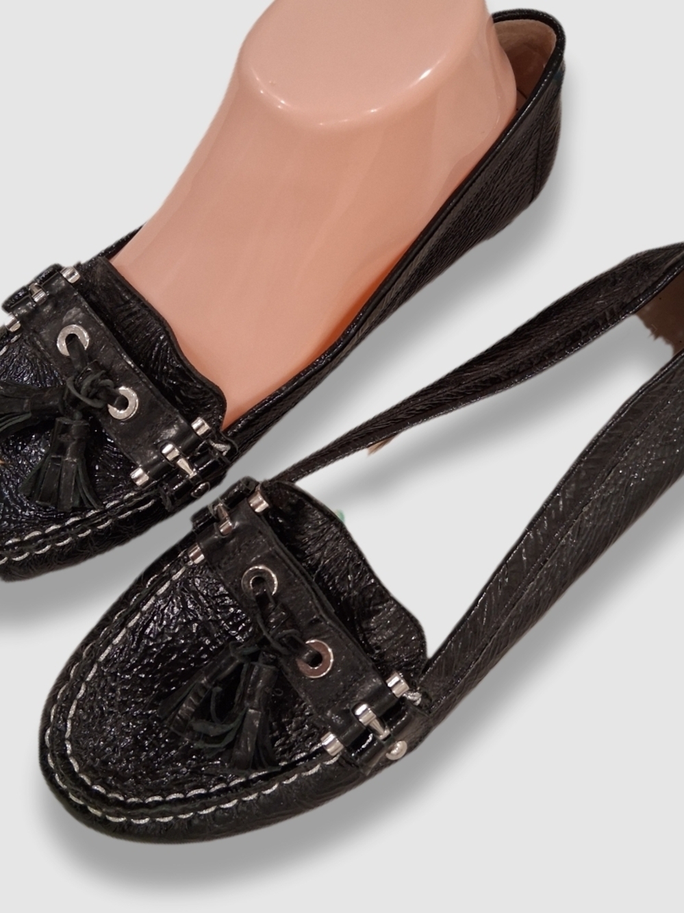 Geox Black Tassel Moccasin Loafers for Women
